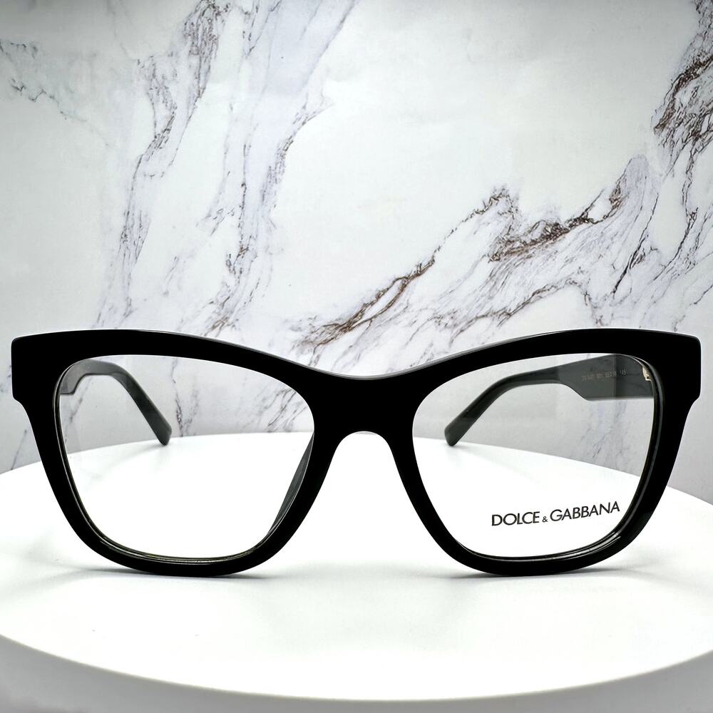 New Dolce&Gabbana Eyeglasses Black Square Gold Metal 55-18-145mm Glasses Frames - Picture 3 of 16